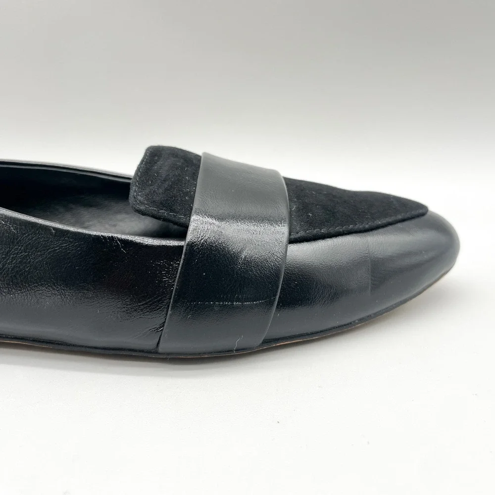 Birdies Womens 9 Sparrow Pointed Toe Loafers Black Leather Preppy Office Chic